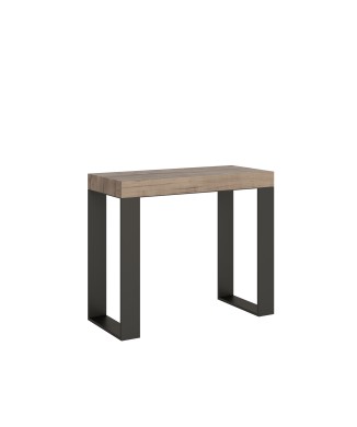 Tecno console Anthracite frame - Extendable console 90x40/196 cm Tecno Small Premium Nature Oak Anthracite frame