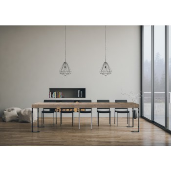 Tecno console Anthracite frame - Extendable console 90x40/300 cm Tecno Premium Oak Natura Anthracite frame