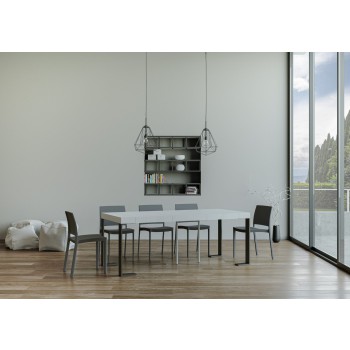 Tecno console Anthracite frame - Extendable console 90x40/300 cm Tecno Premium Nature Oak Anthracite frame