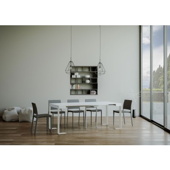 Tecno console with White frame - Extendable console 90x40/196 cm Tecno Small White Ash with White frame