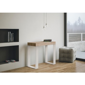 Tecno console with White frame - Extendable console 90x40/196 cm Tecno Small White Ash with White frame