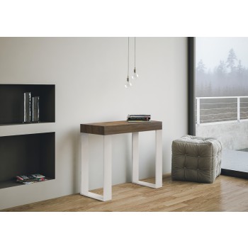 Tecno console with White frame - Extendable console 90x40/196 cm Tecno Small White Ash with White frame