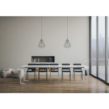 Tecno Console with White Frame - Extendable Console 90x40/300 cm Tecno White Ash with White Frame