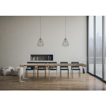 Tecno Console with White Frame - Extendable Console 90x40/300 cm Tecno White Ash with White Frame