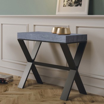 Xenia Console Anthracite frame - Extendable console 90x40/196 cm Xenia Small White Ash Anthracite frame