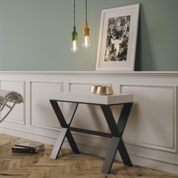 Xenia Console Anthracite frame - Extendable console 90x40/196 cm Xenia Small White Ash Anthracite frame