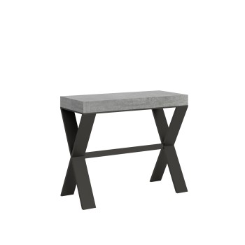 Xenia Console Anthracite frame - Extendable console 90x40/196 cm Xenia Small White Ash Anthracite frame