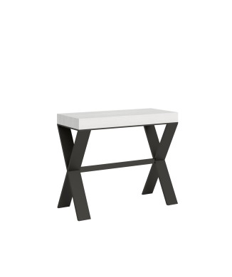 Xenia Console Anthracite frame - Extendable console 90x40/196 cm Xenia Small White Ash Anthracite frame