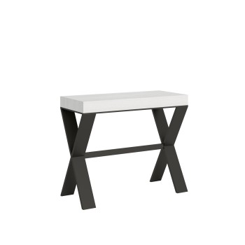 Xenia Console Anthracite frame - Extendable console 90x40/196 cm Xenia Small White Ash Anthracite frame