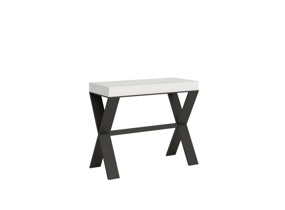 Xenia Console Anthracite frame - Extendable console 90x40/196 cm Xenia Small White Ash Anthracite frame