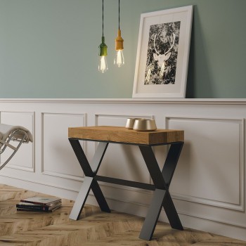 Xenia Console with Anthracite frame - Extendable console 90x40/196 cm Xenia Small Premium Oak Natura with Anthracite frame