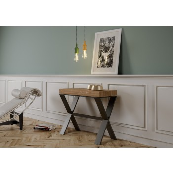 Xenia Console with Anthracite frame - Extendable console 90x40/196 cm Xenia Small Premium Oak Natura with Anthracite frame