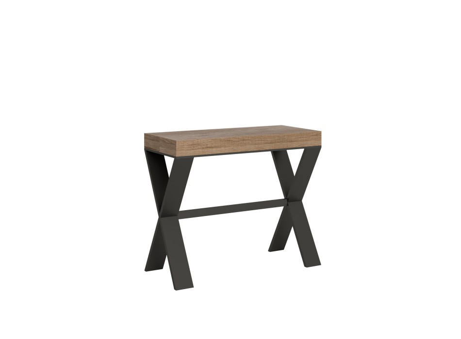 Xenia Console with Anthracite frame - Extendable console 90x40/196 cm Xenia Small Premium Oak Natura with Anthracite frame