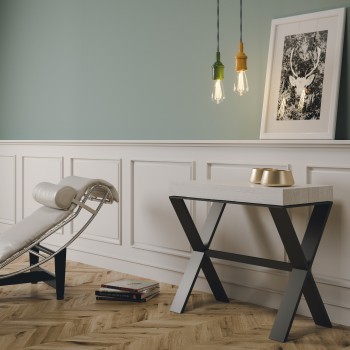 Xenia Console Anthracite frame - Extendable console 90x40/300 cm Xenia White Ash Anthracite frame