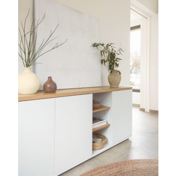 Abilen 3-door sideboard, oak veneer and white lacquer, 180 x 75 cm, FSC 100%