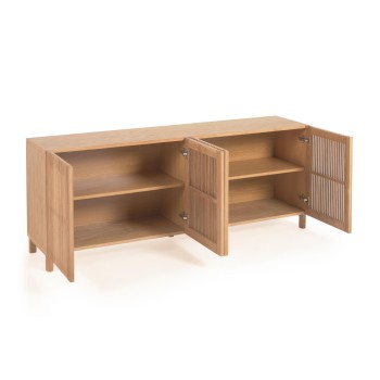 Credenza Beyla 4 ante in legno massello e impiallaa di rovere 180 x 71,5 cm FSC 100 %