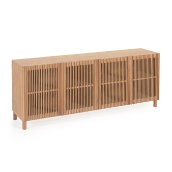 Credenza Beyla 4 ante in legno massello e impiallaa di rovere 180 x 71,5 cm FSC 100 %