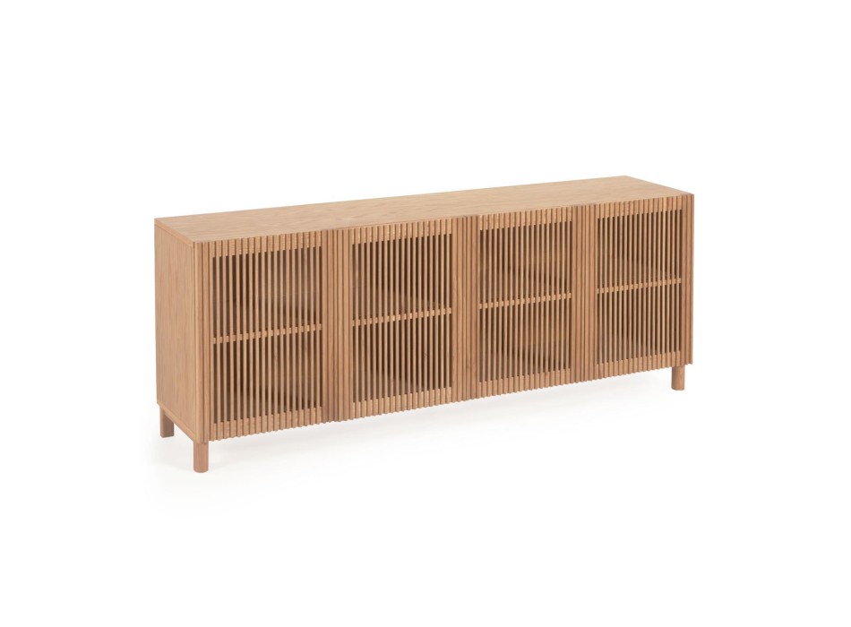 Credenza Beyla 4 ante in legno massello e impiallaa di rovere 180 x 71,5 cm FSC 100 %