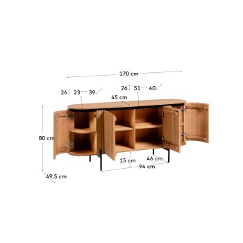 Licia sideboard with 4 doors in solid mango wood