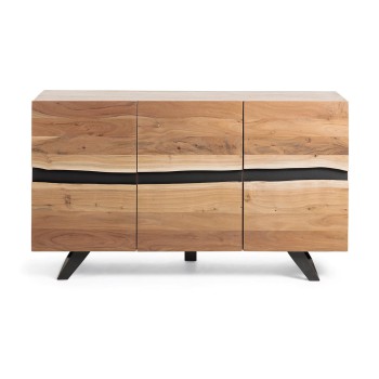 Credenza Uxia 3 ante in massello di acacia e acciagno acacia