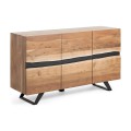 Uxia 3-door sideboard in solid acacia and acacia steel