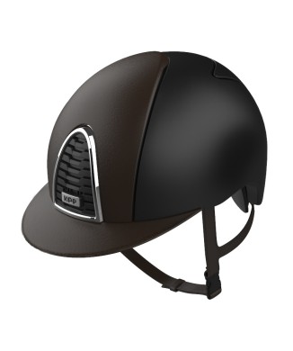 CROMO 2.0 TEXTILE BLACK/FRONT, BACK AND VISOR BROWN LEATHER