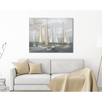 PAINTING ON CANVAS GOLD BOAT