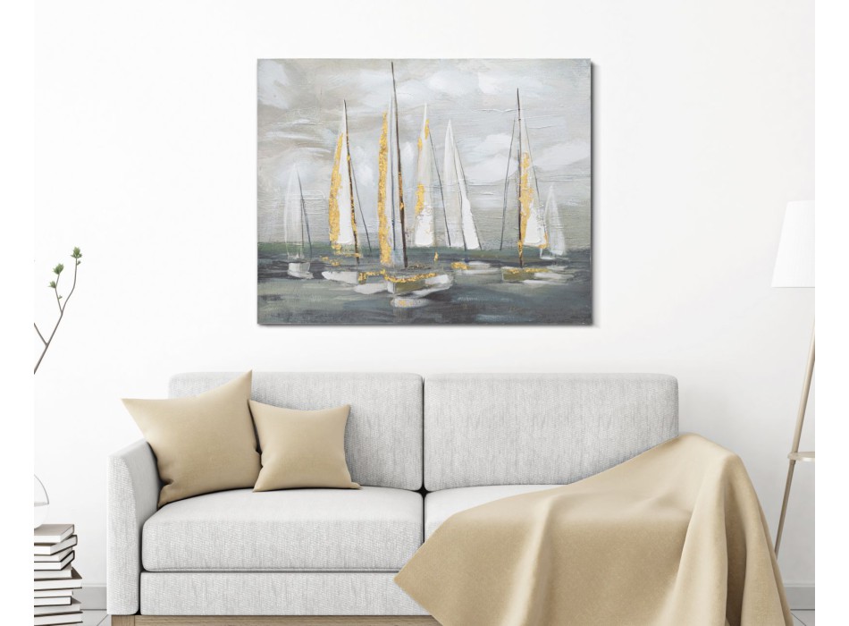 PAINTING ON CANVAS GOLD BOAT