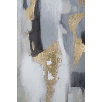 PAINTING ON GRAY/GOLD CANVAS