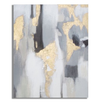 PAINTING ON GRAY/GOLD CANVAS