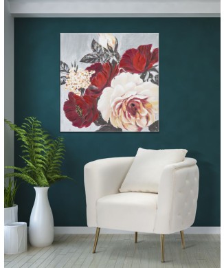 PAINTING ON CANVAS RED FLOWER SQUARE