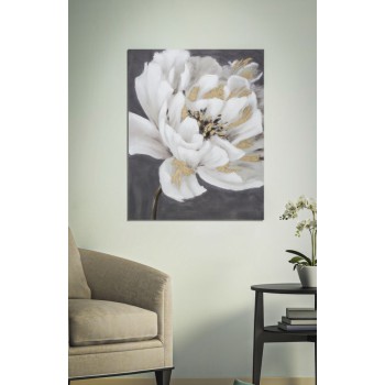 PAINTING ON WHITE/GOLD FLOWER CANVAS