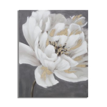 PAINTING ON WHITE/GOLD FLOWER CANVAS