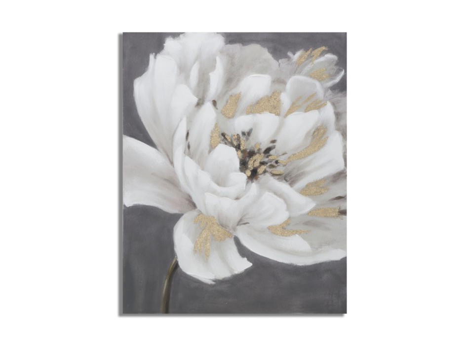 PAINTING ON WHITE/GOLD FLOWER CANVAS