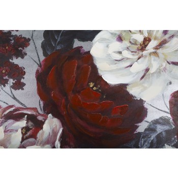 PAINTING ON CANVAS WHITE/RED FLOWER DARKBACK