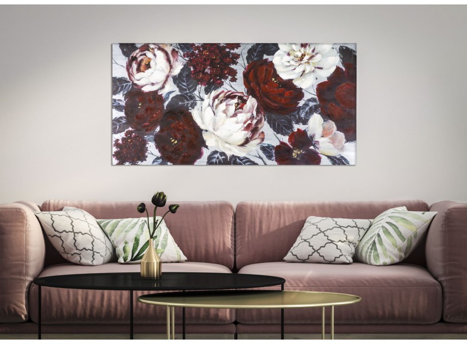 PAINTING ON CANVAS WHITE/RED FLOWER DARKBACK