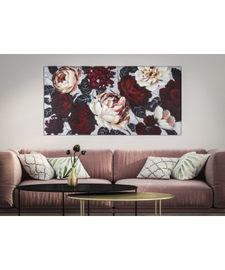 PAINTING ON CANVAS WHITE/RED FLOWER LIGHTBACK 150X3,8X76