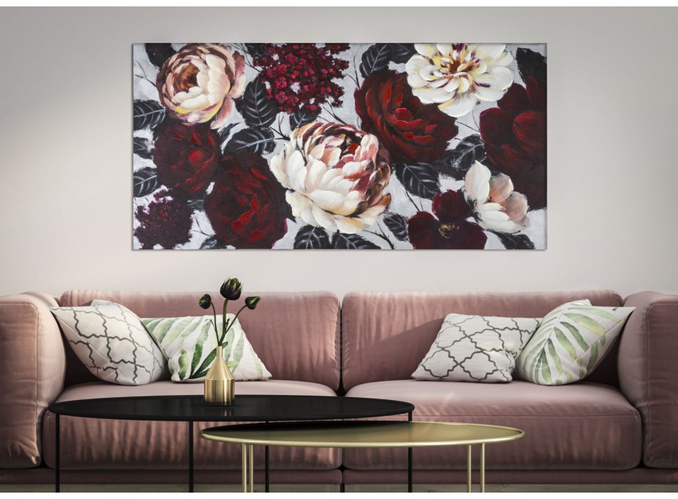 PAINTING ON CANVAS WHITE/RED FLOWER LIGHTBACK 150X3,8X76