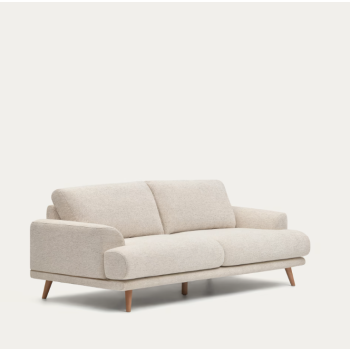 Karin white 3 seater sofa with solid wood legs