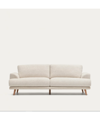 Karin white 3 seater sofa with solid wood legs