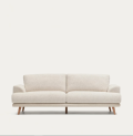 Karin white 3 seater sofa with solid wood legs