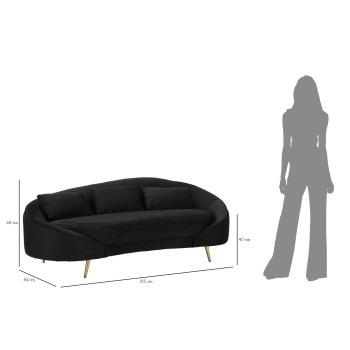 OSLO 3 SEAT SOFA WITH BLACK CUSHIONS