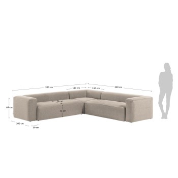 Divano ad angolo Blok 6 posti beige 320 x 320 cm