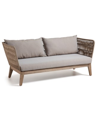 Belleny 3 seater sofa beige rope and solid wood