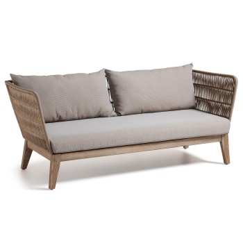 Belleny 3 seater sofa beige rope and solid wood