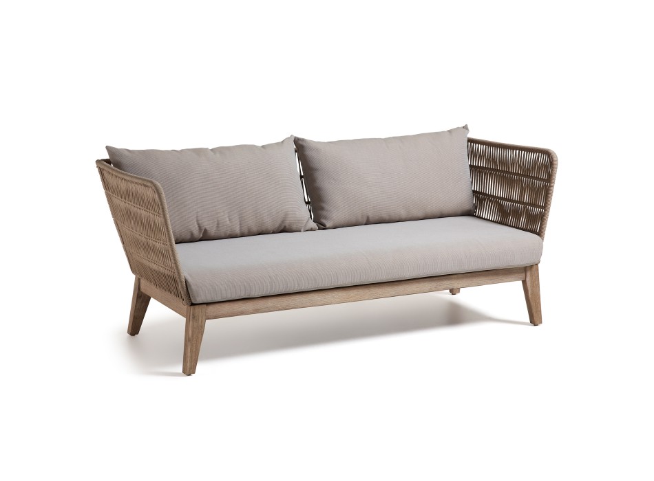 Belleny 3 seater sofa beige rope and solid wood