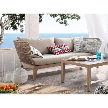 Belleny 3 seater sofa beige rope and solid wood