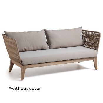 Belleny 3 seater sofa beige rope and solid wood