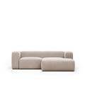 Beige 2-seater Blok sofa with right chaise longue 240 cm