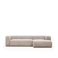 Beige 3-seater Blok sofa with right chaise longue 300 cm